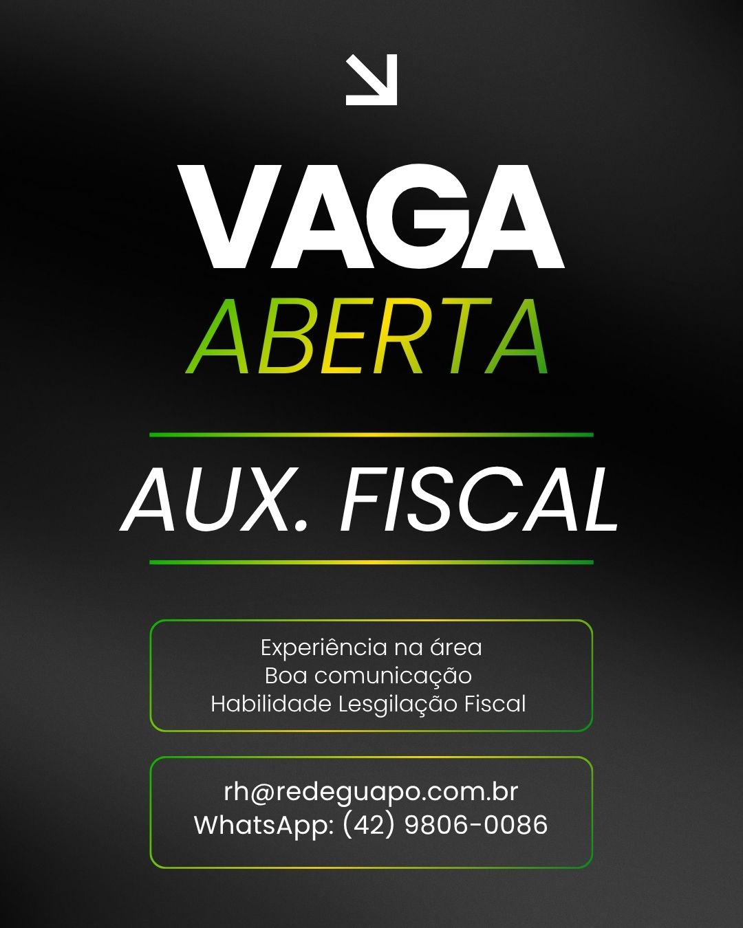 Arte da vaga Auxiliar Fiscal